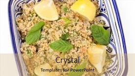  Presentation with turkish - Presentation having turkish bulgur wheat salad known background and a yellow colored foreground