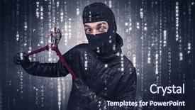  Presentation with hair tools and hairdressing concept - Cool new presentation theme with burglar in action with encoded backdrop and a  colored foreground