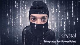  Presentation with hand tools - PPT theme featuring burglar in action with encoded background and a  colored foreground
