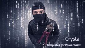  Presentation with hand tools - PPT layouts consisting of burglar in action with encoded background and a  colored foreground