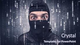  Presentation with hand tools - Slides enhanced with burglar in action with encoded background and a  colored foreground