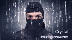  Presentation with hand tools - Beautiful PPT theme featuring burglar in action with encoded backdrop and a  colored foreground