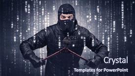  Presentation with hand tools - Presentation design with burglar in action with encoded background and a navy blue colored foreground