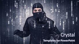  Presentation with hand tools - Audience pleasing theme consisting of burglar in action with encoded backdrop and a wine colored foreground