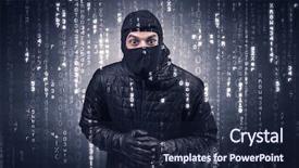  Presentation with hand tools - Slide set consisting of burglar in action with encoded background and a wine colored foreground