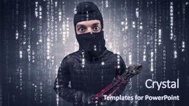  Presentation with hand tools - Slides having burglar in action with encoded background and a wine colored foreground