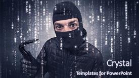  Presentation with hand tools - Colorful PPT layouts enhanced with burglar in action with encoded backdrop and a wine colored foreground