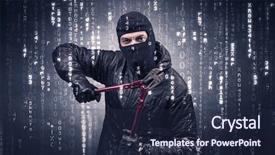  Presentation with hand tools - Colorful slide deck enhanced with burglar in action with encoded backdrop and a navy blue colored foreground