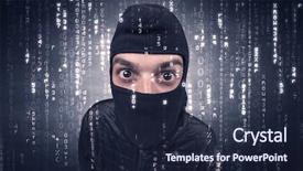  Presentation with hand tools - Beautiful PPT theme featuring burglar in action with encoded backdrop and a wine colored foreground