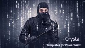  Presentation with hand tools - Cool new PPT theme with burglar in action with encoded backdrop and a wine colored foreground