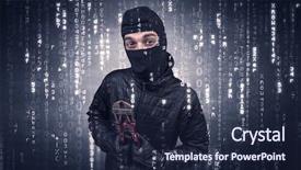  Presentation with hand tools - Slides featuring burglar in action with encoded background and a wine colored foreground