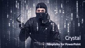  Presentation with hand tools - Presentation theme with burglar in action with encoded background and a wine colored foreground