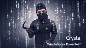  Presentation with hand tools - Slide deck enhanced with burglar in action with encoded background and a  colored foreground