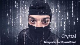  Presentation with hand tools - Theme with burglar in action with encoded background and a  colored foreground