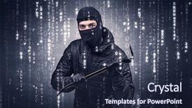  Presentation with hand tools - Audience pleasing slide deck consisting of burglar in action with encoded backdrop and a  colored foreground