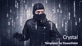  Presentation with hand tools - Cool new slide deck with burglar in action with encoded backdrop and a wine colored foreground