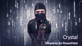  Presentation with hand tools - Colorful presentation theme enhanced with burglar in action with encoded backdrop and a  colored foreground