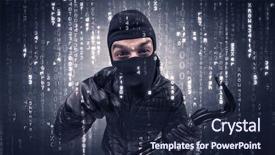  Presentation with hand tools - Slide deck enhanced with burglar in action with encoded background and a  colored foreground