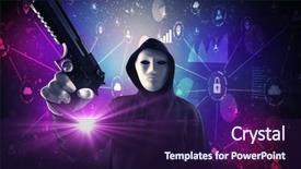  Presentation with database - Cool new slide set with burglar in dark secured database backdrop and a wine colored foreground