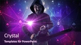  Presentation with database - Slide set featuring burglar in dark secured database background and a violet colored foreground