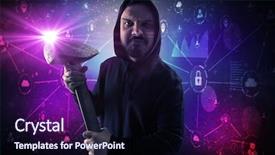  Presentation with database - Amazing PPT layouts having burglar in dark secured database backdrop and a wine colored foreground