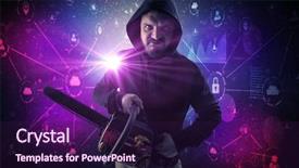  Presentation with database - Slides consisting of burglar in dark secured database background and a wine colored foreground