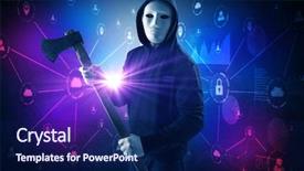  Presentation with database - PPT theme with burglar in dark secured database background and a navy blue colored foreground