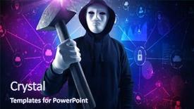  Presentation with database - Theme having burglar in dark secured database background and a navy blue colored foreground