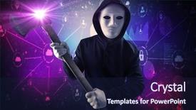  Presentation with database - Slide deck featuring burglar in dark secured database background and a navy blue colored foreground