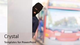  Presentation with blank - Audience pleasing theme consisting of burglar man holding blank placard backdrop and a soft green colored foreground