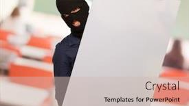  Presentation with cardboard - Amazing theme having burglar-man-holding-cardboard-indoor backdrop and a  colored foreground