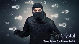  Presentation with hand tools - Slide deck having burglar-standing-with-tools background and a wine colored foreground