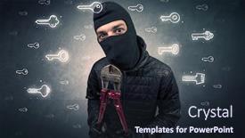  Presentation with hand tools - Presentation theme with breaking bad - burglar standing with tools background and a wine colored foreground