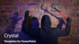  Presentation with vintage interior brick wall - Presentation theme having burglar surrenders against brick wall background and a navy blue colored foreground