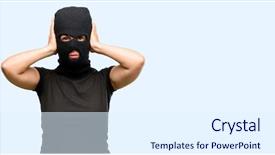  Presentation with blue music - Colorful PPT layouts enhanced with burglar terrorist woman wearing balaclava backdrop and a  colored foreground