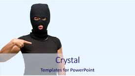  Presentation with wow - PPT theme featuring burglar terrorist woman wearing balaclava background and a  colored foreground