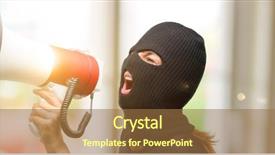  Presentation with marketing - Audience pleasing PPT theme consisting of burglar terrorist woman wearing balaclava backdrop and a  colored foreground