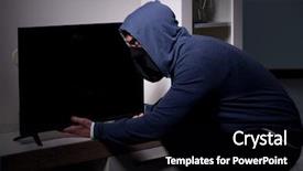  Presentation with brooklyn apartment buildings - Presentation consisting of intruder - burglar thief stealing tv background and a black colored foreground