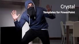  Presentation with apartment - Amazing presentation design having burglar thief stealing tv backdrop and a dark gray colored foreground