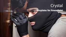  Presentation with crime scene - Cool new slide set with balaclava mask at crime scene backdrop and a dark gray colored foreground
