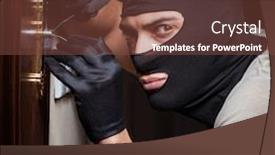  Presentation with crime - Amazing presentation theme having burglar-wearing-balaclava-mask backdrop and a tawny brown colored foreground