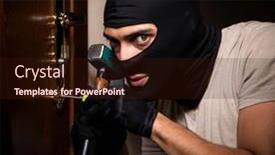  Presentation with crime scene - Slide set with burglar-wearing-balaclava-mask background and a wine colored foreground
