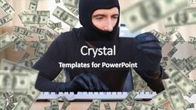  Presentation with shining light - PPT theme having crime live - burglar with balaclava hacking background and a dark gray colored foreground