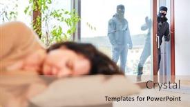  Presentation with sleeping - Colorful slide set enhanced with burglars-detect-sleeping-woman backdrop and a coral colored foreground