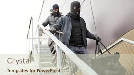  Presentation with loot bag - Audience pleasing slide deck consisting of burglars-escaping-over-stairs backdrop and a soft green colored foreground