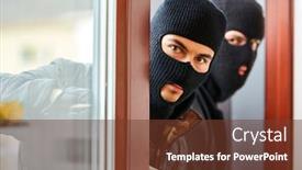  Presentation with open door - Presentation design featuring burglars-open-patio-door background and a tawny brown colored foreground