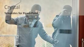  Presentation with windows - Slide set enhanced with burglars-with-crowbars-hit-windows background and a soft green colored foreground