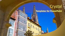  Presentation with facade - Audience pleasing theme consisting of burgos-cathedral-facade-in-saint backdrop and a tawny brown colored foreground