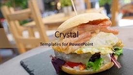  Presentation with fried egg close up view - Audience pleasing slides consisting of burguers - burger with fried egg backdrop and a coral colored foreground