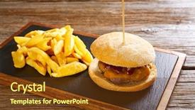  Presentation with french fries - Slide deck consisting of burguers - burguer and french fries potato background and a tawny brown colored foreground